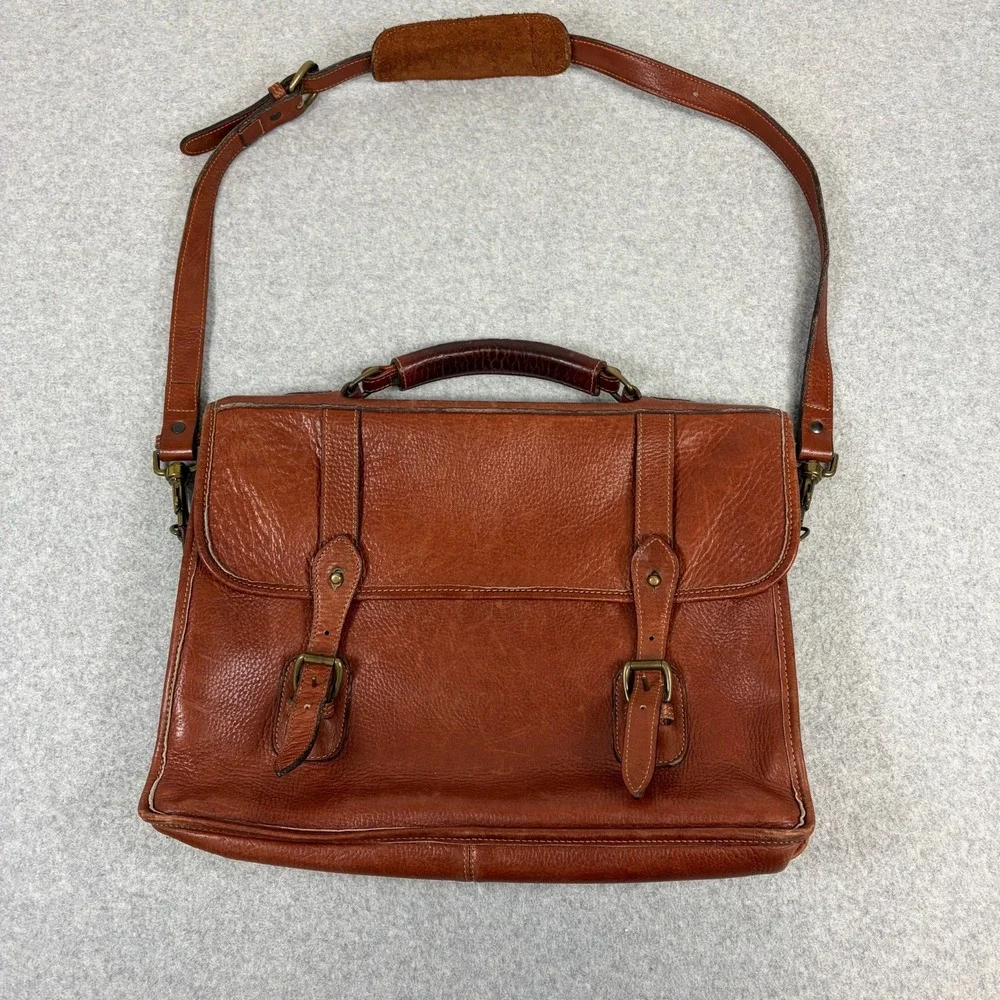 Levenger Tusting Clipper Full Grain Leather Messenger Briefcase Made In England
